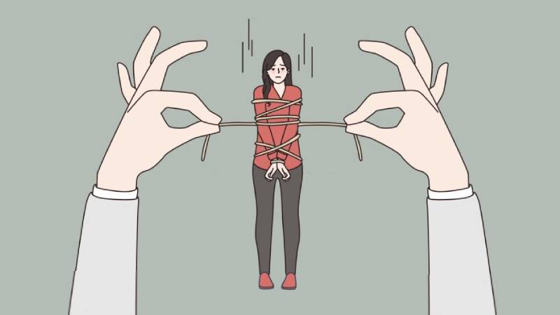 ilustrasi vector perempuan dalam ikatan