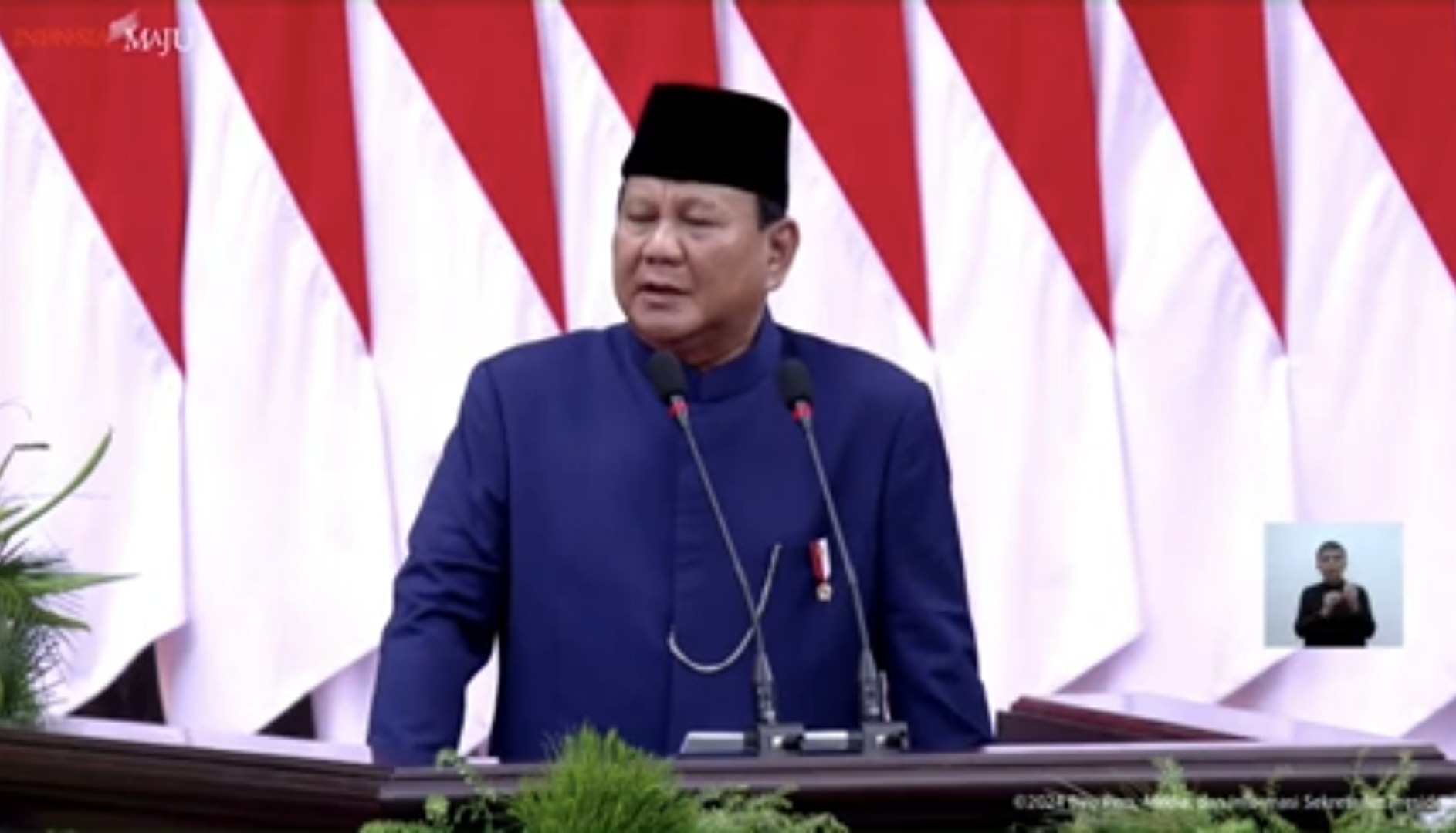 Presiden Prabowo Subiyanto saat sambutan pertamanya usai dilantik. (istimewa)